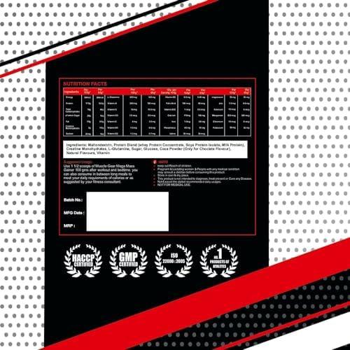 Muscle Gears Muscle Gears Mega Mass Gainer Weight/Mass Gainer Protein powder for Men & Women 5LBS, Strawberry