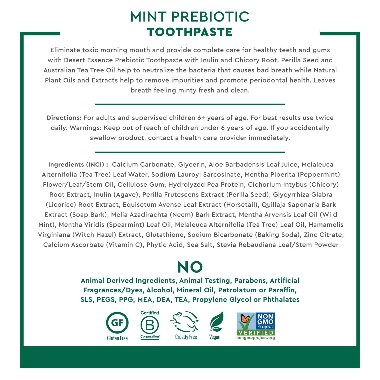 Desert Essence Desert Essence Prebiotic Plant Based Toothpaste Mint, 6.25 Oz