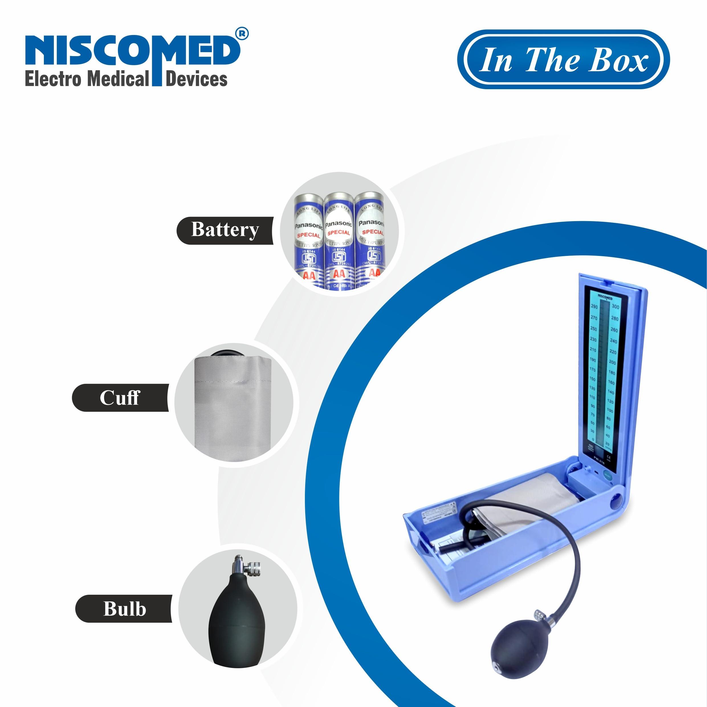NISCOMED NISCOMED PW-216 LCD Display Sphygmomanometer BP Monitor Machine Mercury Free, Manual Blood Pressure Monitor (Blue)
