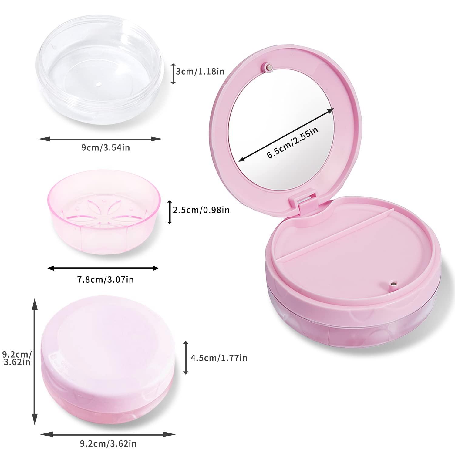 JOYSTOR Denture Cup Retainer Case, Leak-proof Denture Case Bath Soaking Container, Retainer Aligner Mouth Guard Night Guard Cleaner Case with Strainer Basket for Traveling, for Women & Men (Pink)