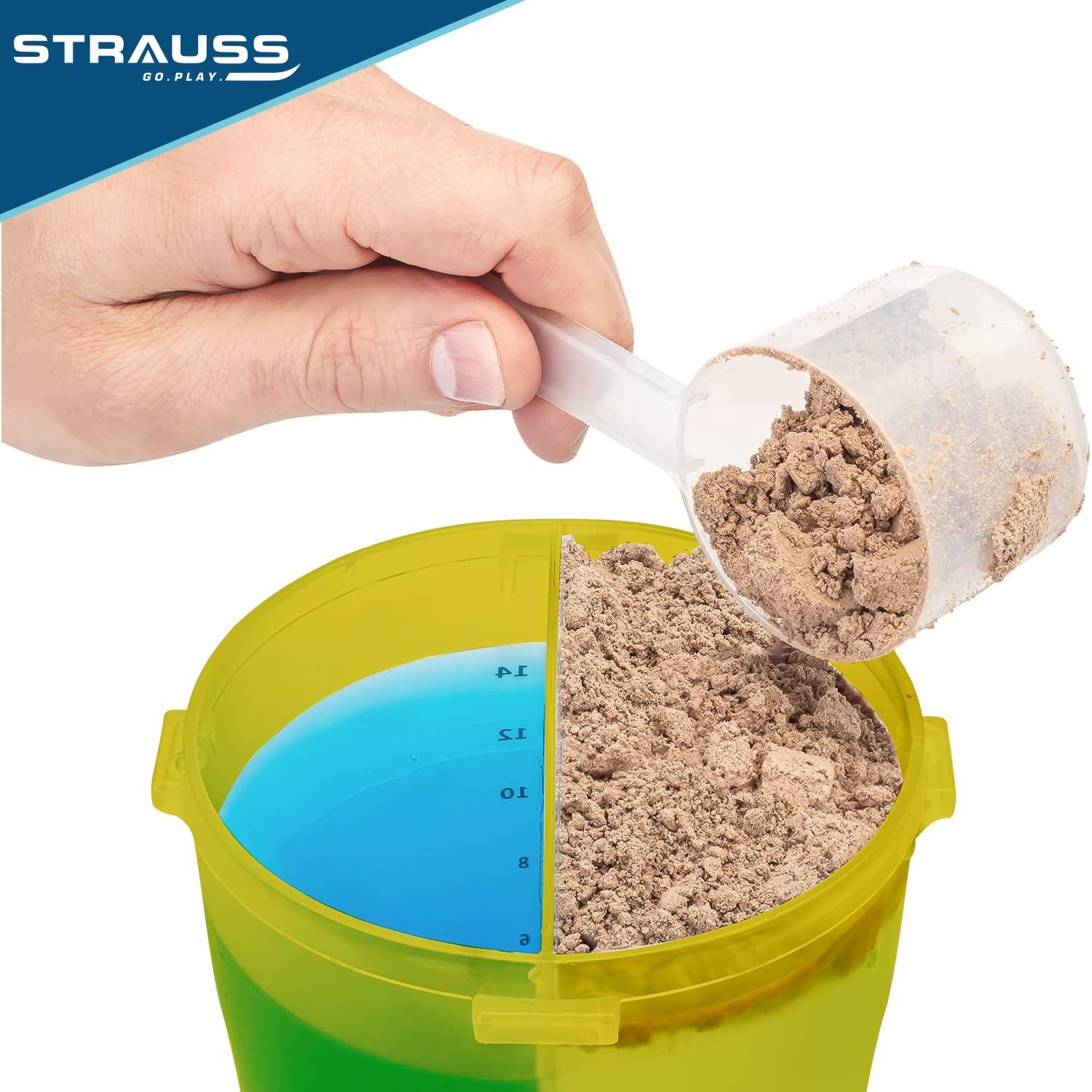 STRAUSS STRAUSS Dual Shaker Pro | Pre & Post Protein Shake On the Go | Leakproof and BPA-Free Material | Dual Shaker Bottle | Protein Shaker Bottle for Gym | Suitable for Both Men and Women, 700ml,(Yellow)