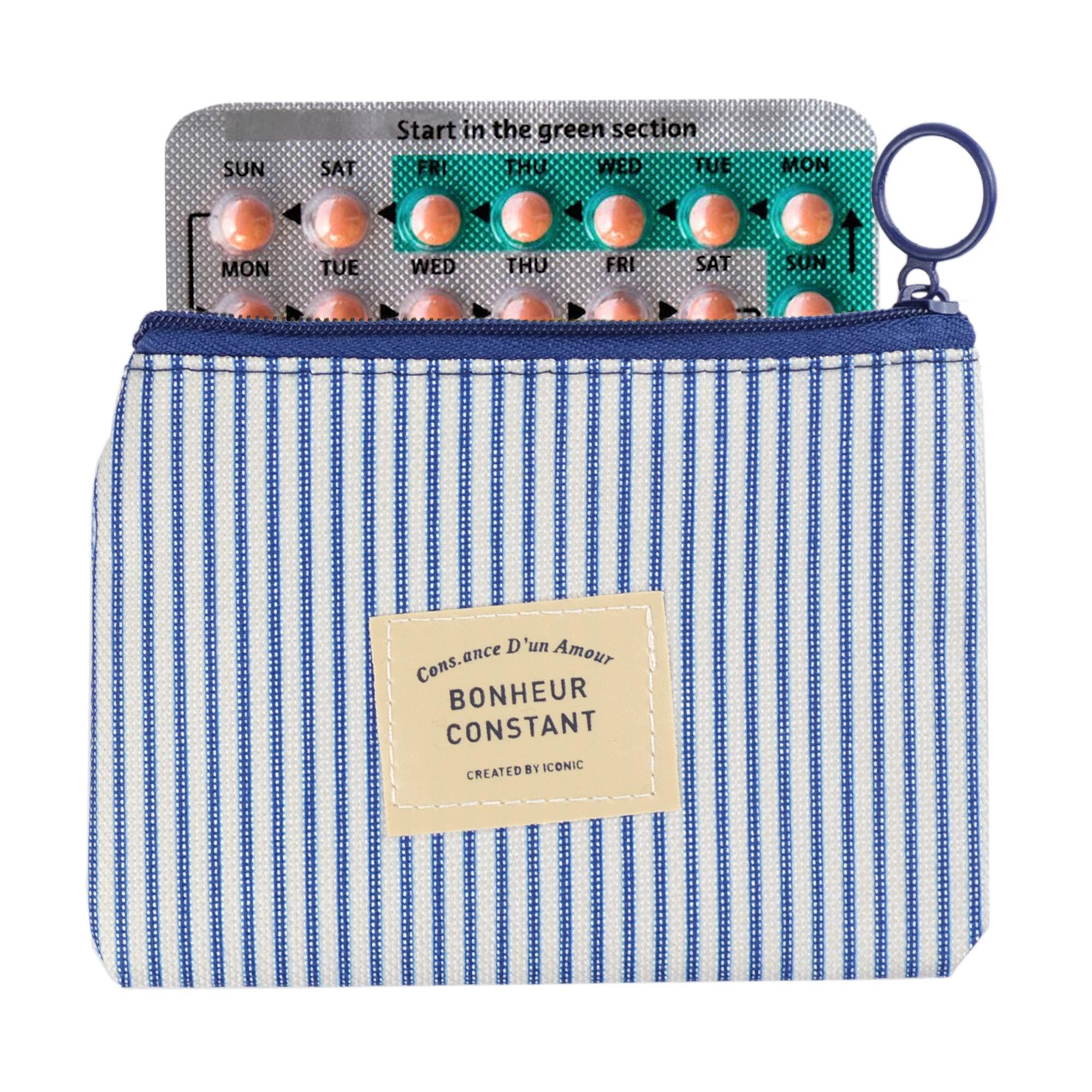 pinklilycare 2 Pack Birth Control Pill Cases with 3\"4\" for Women Privacy Protection Contraceptive Medicine Case Holder Packet Sleeve Pocket Pouch Wallet