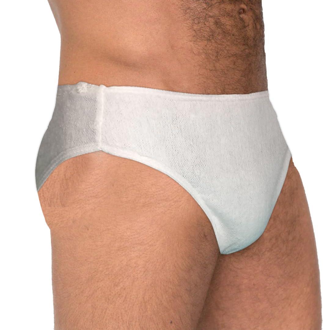 PROWEE PROWEE Disposable Brief for Travel, Trekking, Camping, Spa & Herbal Treatments, Hospital Stay & Incontinence. Specially Designed for Men (10 pcs Pack) | Design Patent No. 336859-001 (L) White