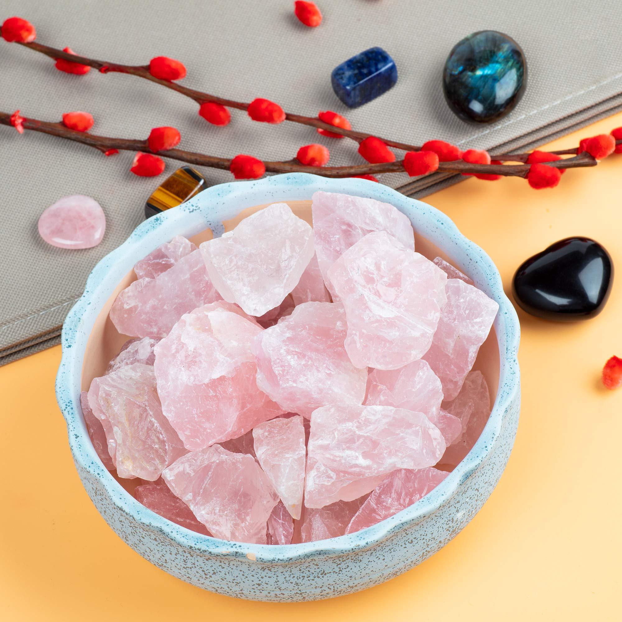 UU UNIHOM Unihom 1lb Bulk Rose Quartz Rough Stones - Large 1\" Natural Raw Stones Crystal for Tumbling, Cabbing, Fountain Rocks, Decoration, Polishing, Wire Wrapping, Wicca & Reiki Healing Crystals
