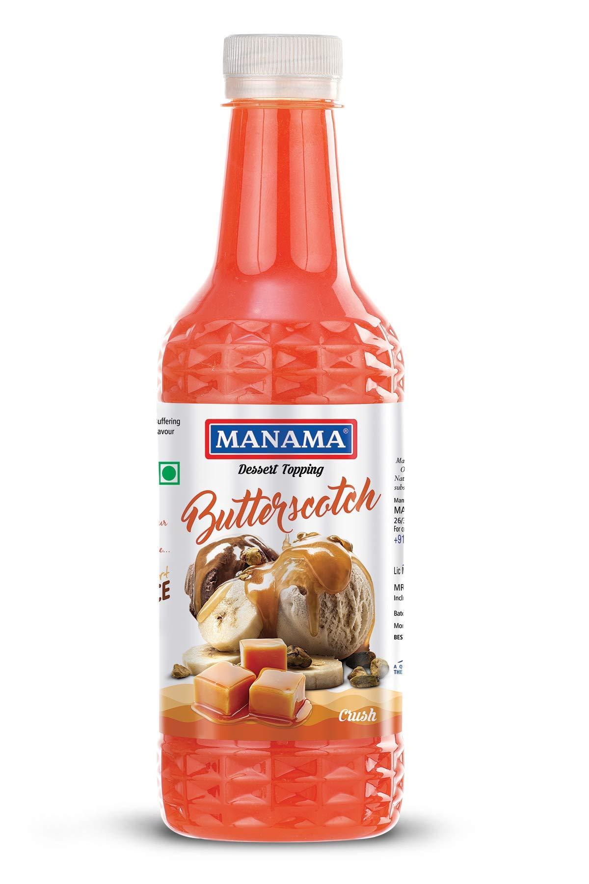 Manama Manama Butterscotch Crush | Topping for Ice Creams, Cakes, Pastries and Shakes, 500ML Bottle