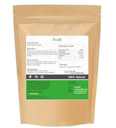 Saara HERBAL FRESH Saara HERBAL FRESH Black kismis Seeded, 100g, Dried kali Draksh, Black Raisins Seed, Fresh Munakka Dry Fruits Black, Raisins With Seeds For Cooking, Baking and Snacking (Pack of 1 X 100g)