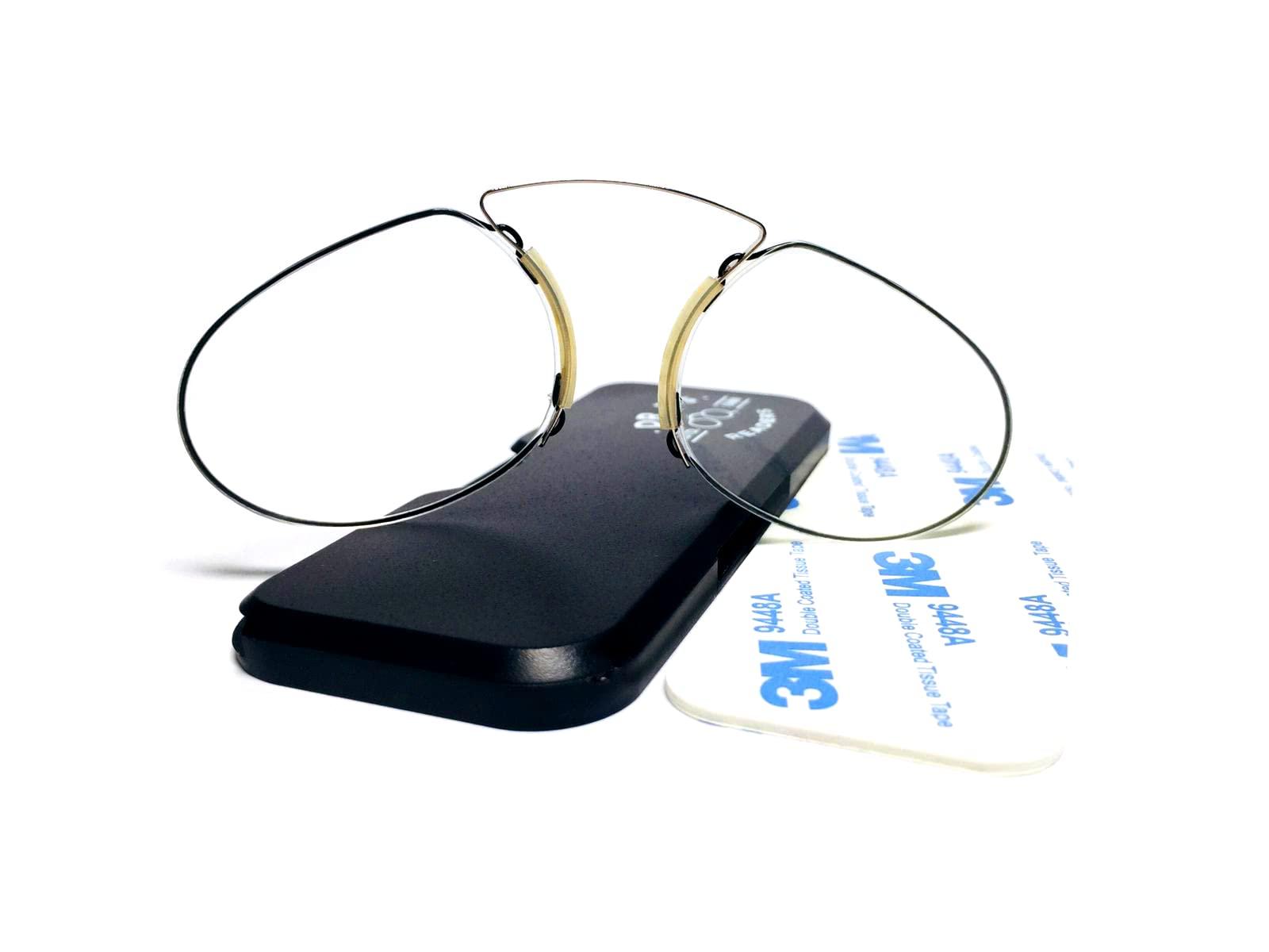 DR. B\'s Readers DR. B\'s Readers Nose Clip Reading Glasses with Universal Pod Case Men And Women Oval Eyeglasses for Reading Presbyopic Glasses Reader (Pack Of 2, Black)