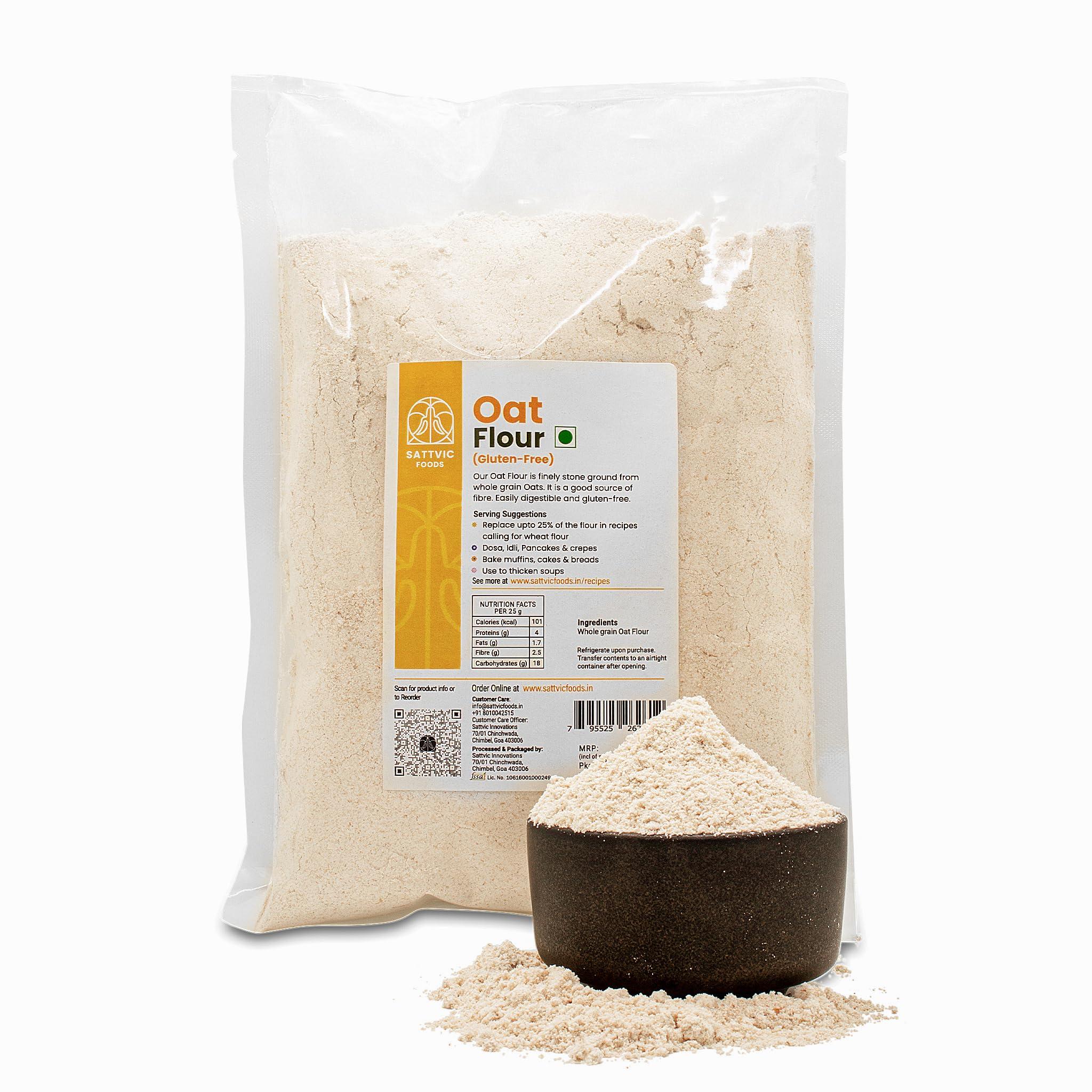 Sattvic Foods Sattvic Foods Oat Flour/Atta (1.5 kg) Stone Ground from Whole Grain Oats, Gluten-Free Low GI Superfood, High in Protein & Fibre | Use in Baking, Rotis, Chilla and Flour Blends