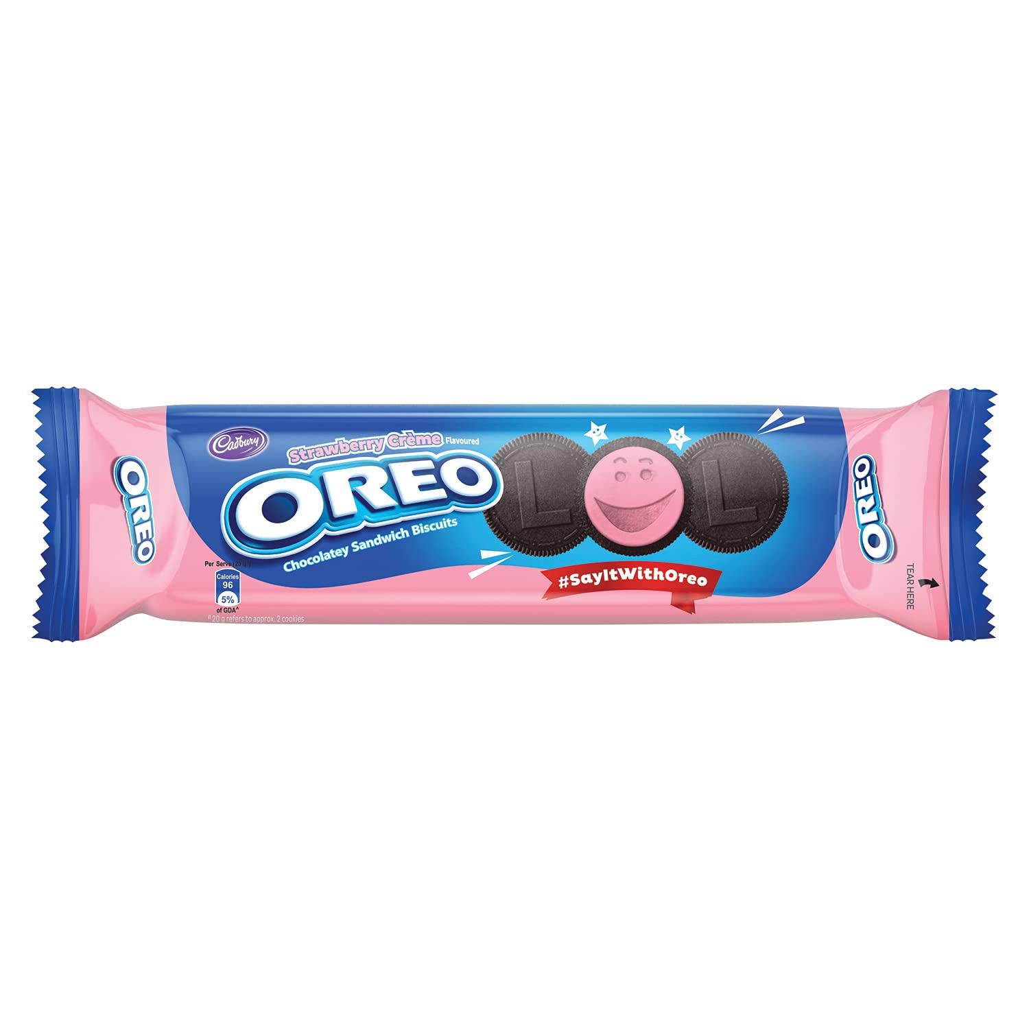 Cadbury Cadbury Oreo Strawberry Creme Biscuit, 120 g