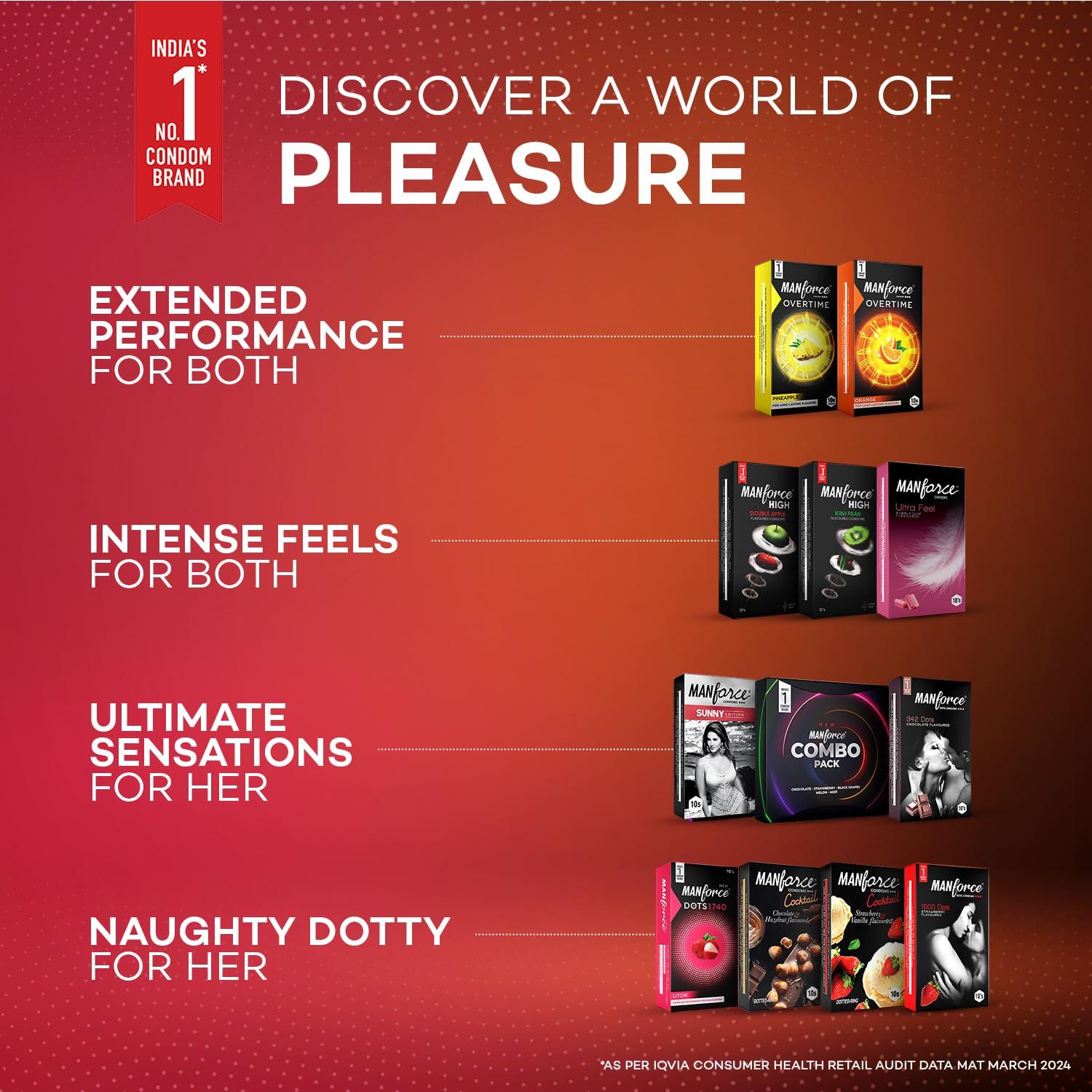 Manforce Manforce Combo - Xotic Chocolate & Litchi Flavoured | 20 pcs |Extra Dotted, Contoured, & Lubricated Latex Condoms