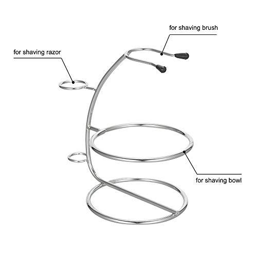 Qnotici Shaving Razor Brush Stand & Bowl Set Metal Shaving Brush Holder Soap Bowl Mug for Men Beard Removal Tools