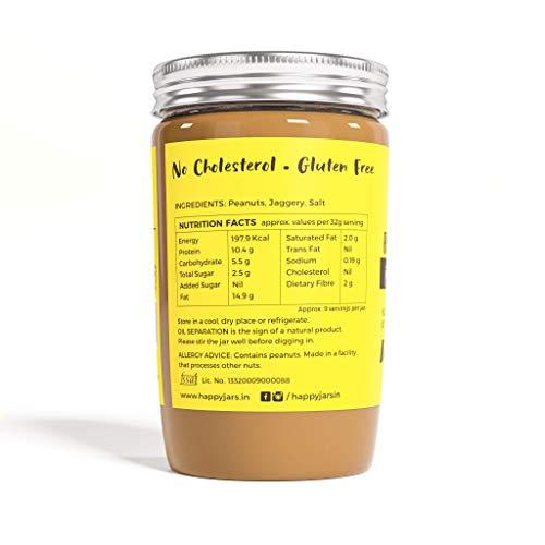 Happy Jars Happy Jars Jaggery Crunchy Peanut Butter (290g) | High Protein | 100% Java Peanuts | Organic Jaggery | Natural Ingredients | No Refined Sugar