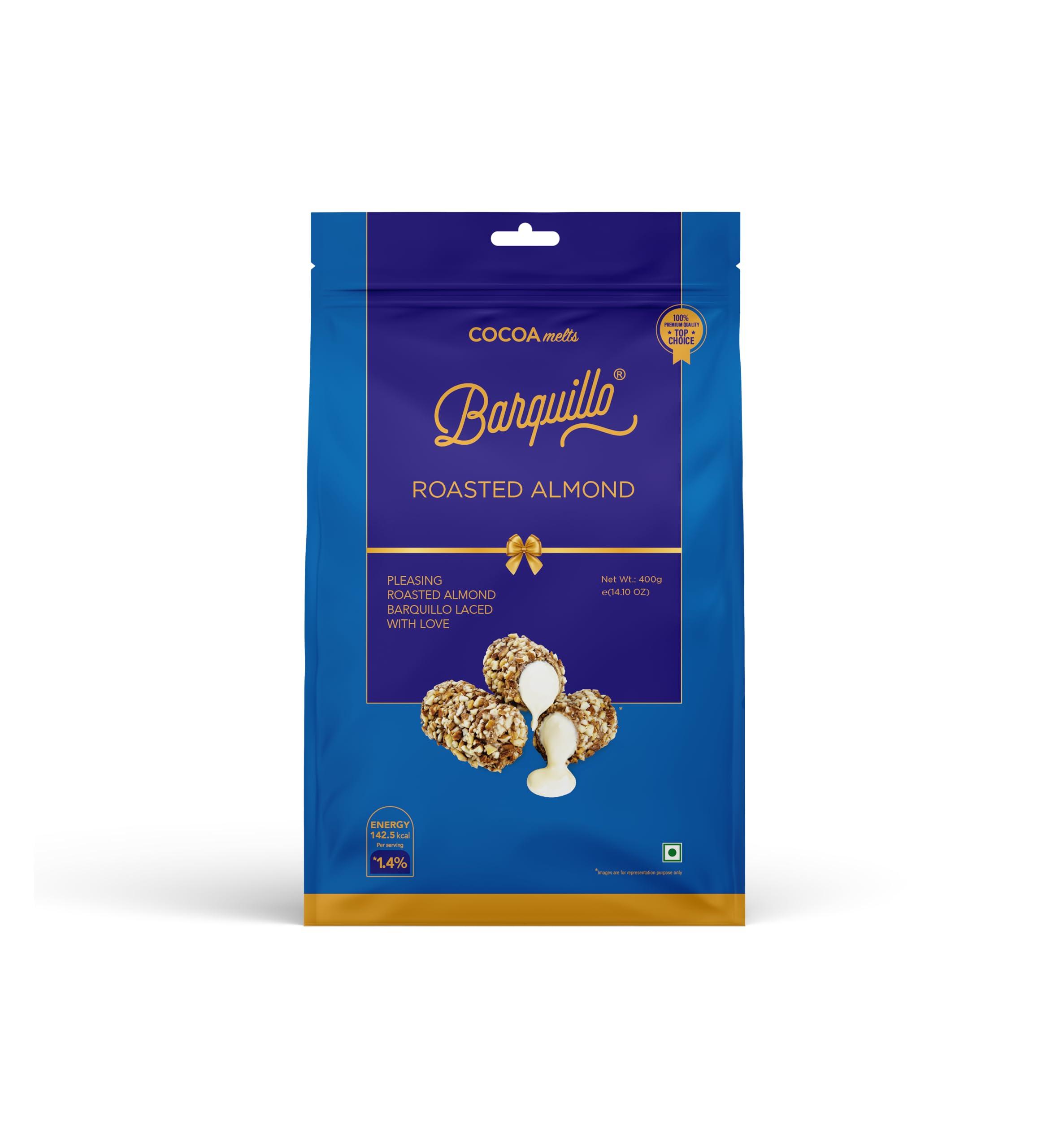 BARQUILLO Barquillo Premium Roasted Almond Coated Chocolate Pouch - 20 Pcs | Vanilla Cream Filled Biscuit Roll imported | Dubai couverture taste | Raksha bandhan Gift Pack Celebration Independence special