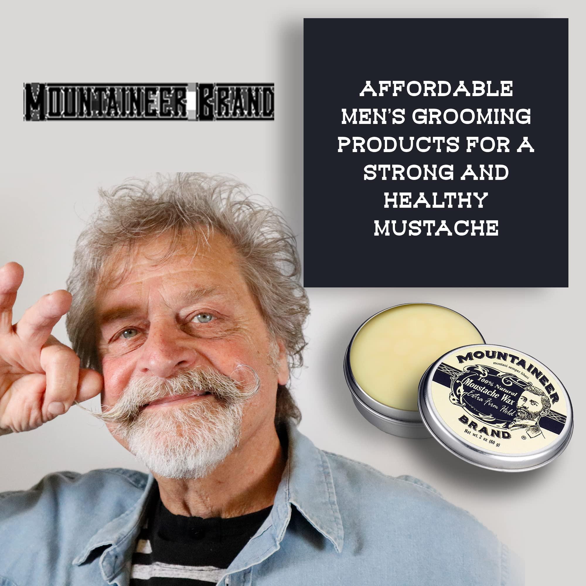 Mountaineer Brand Mustache Wax by Mountaineer Brand - All-Natural, No Residue, Clear and Easy to Use, 2 oz Tin (Extra Firm Hold (Unscented))
