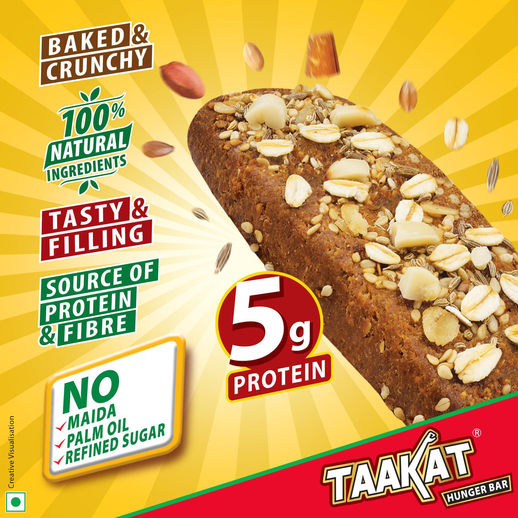 Taakat Hunger Bar Taakat Hunger Bar |Namkeen Masti - Pack of 20 bars | Multigrain | Nuts & Seeds | Pure Jaggery | 5g Protein | No Maida | No Palm Oil | No Refined Sugar | Baked & Crunchy