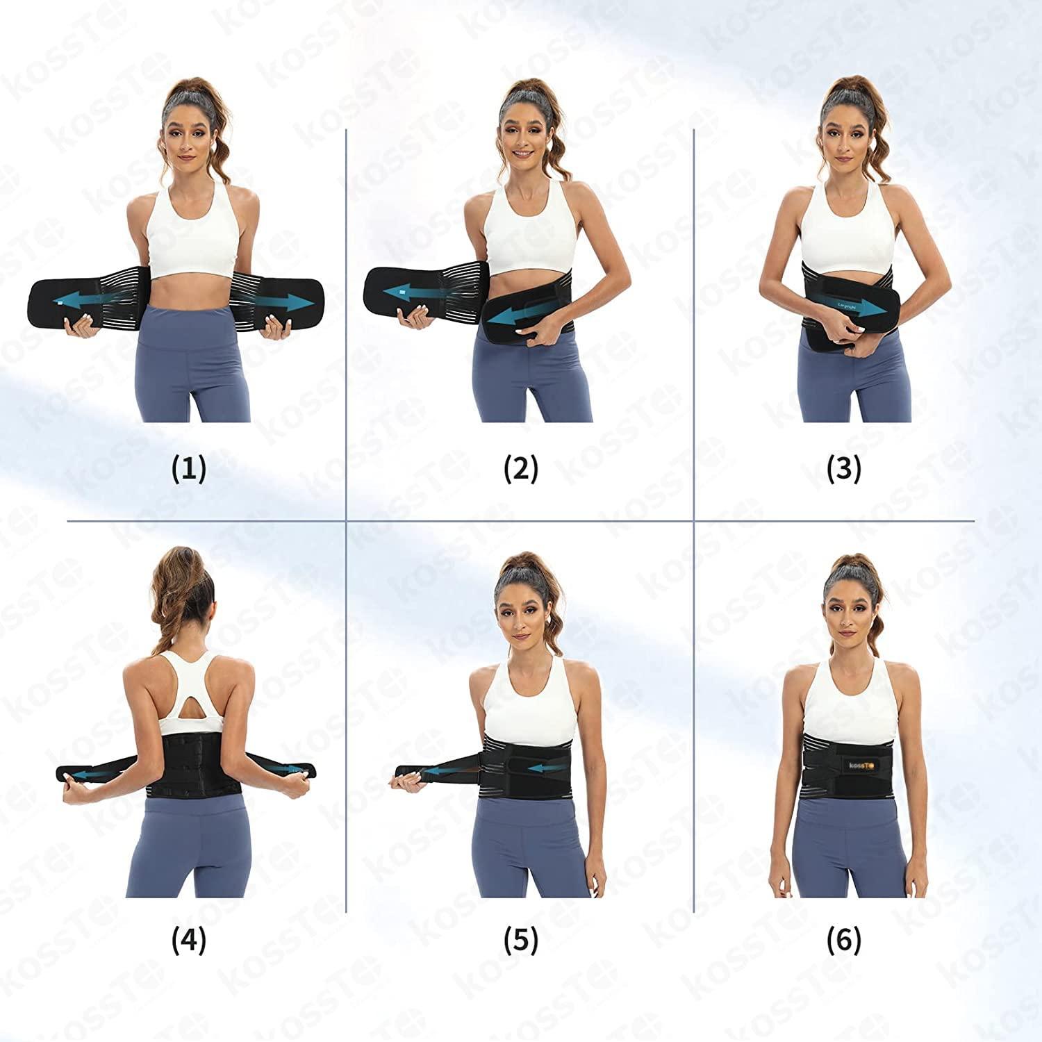 kossto kossto Lumber Sacral Belt for Lower Back Pain Relief LS belt with four Aluminium plates & Adjustable Back support for Men & Women Special Universal (Compatible Waist Size -XXL, XXXL)