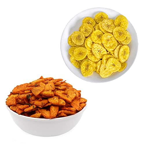 Flavours of Calicut Flavours of Calicut - Banana Chips Combo - Salted Banana Chips (500g) & Masala Banana Chips (500g) - 1 kg (Pack of 2 x 500g)