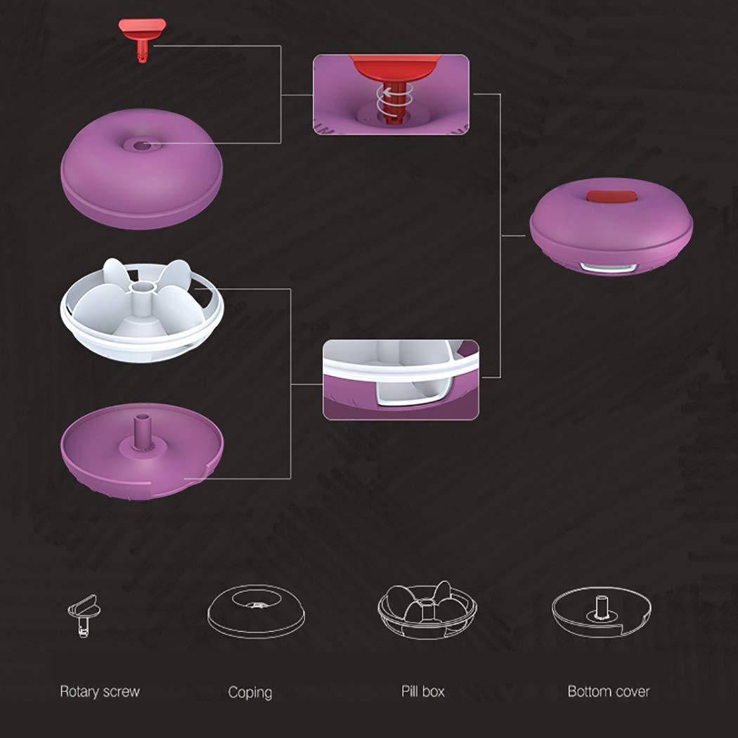 Anjetan Anjetan Round Pill Organizer Airtight 4 Grids Daily Pill Box Pill Container for Pill Divided Pill Organizer Circle Pill Container