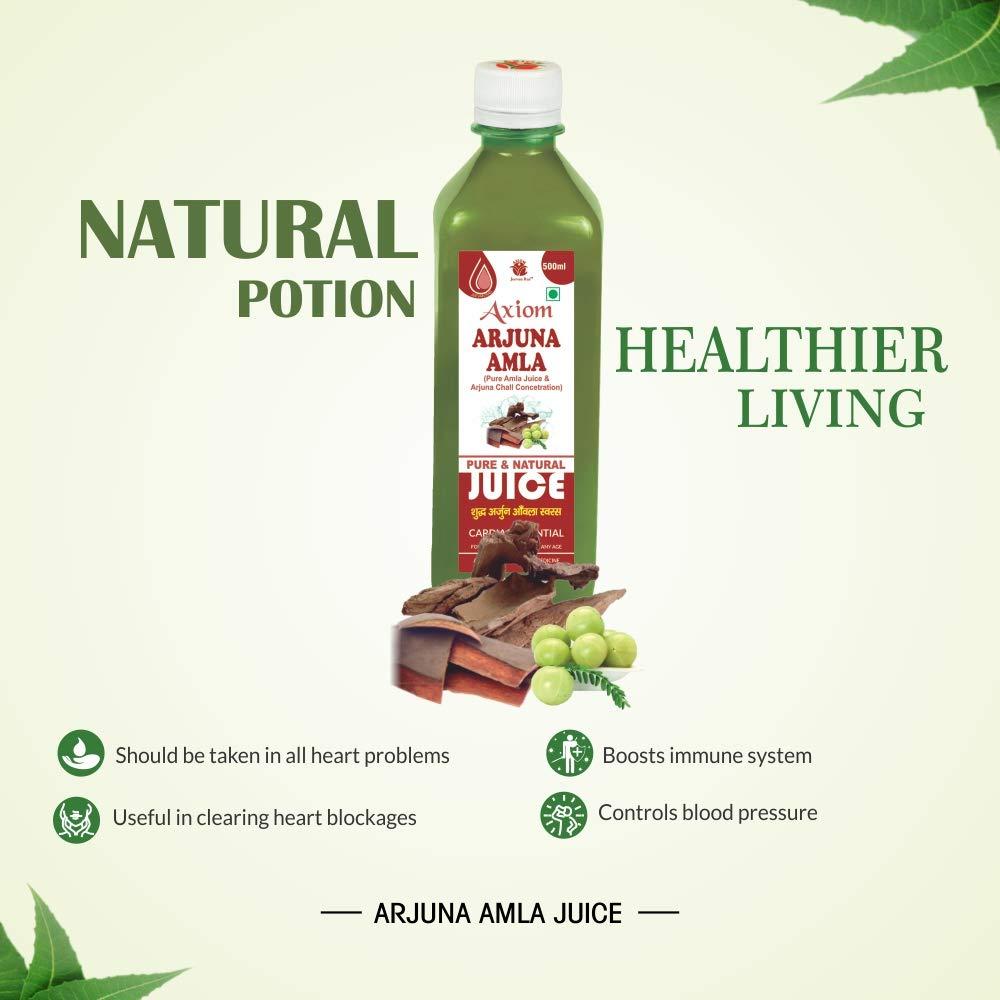 Axiom Axiom Arjuna Amla Juice 500ml | Natural Source of Calcium | Controls Blood Pressure | Control Cholesterol Level | No Added Sugar | 100% Natural WHO GMP Certified