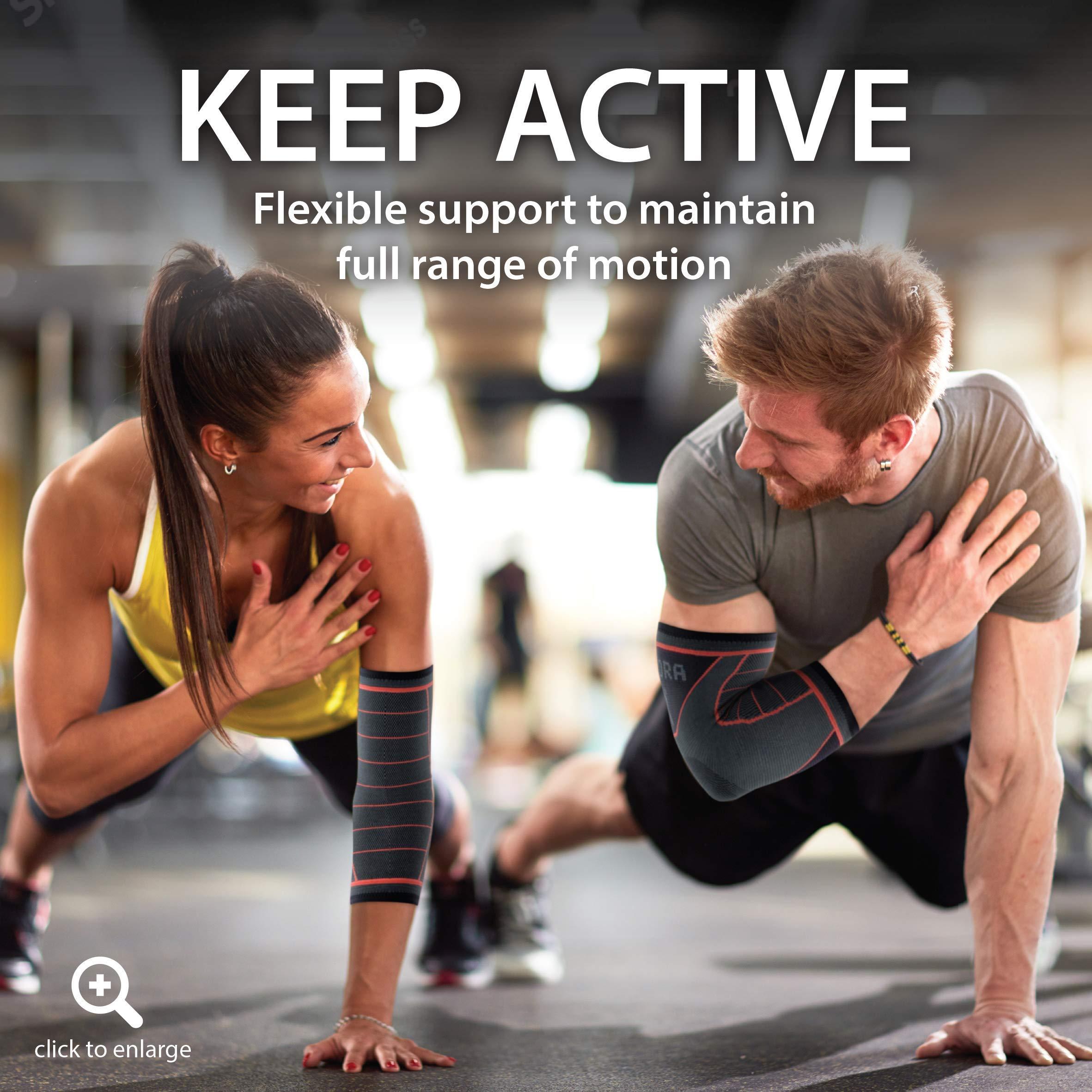 Rymora Rymora Fitness Elbow Brace- L, Compression Support Sleeve for Tendonitis, Tennis Elbow, Golf Elbow Treatment, Weightlifting & Weak Joints - Reduce Joint Pain During Any Activity!