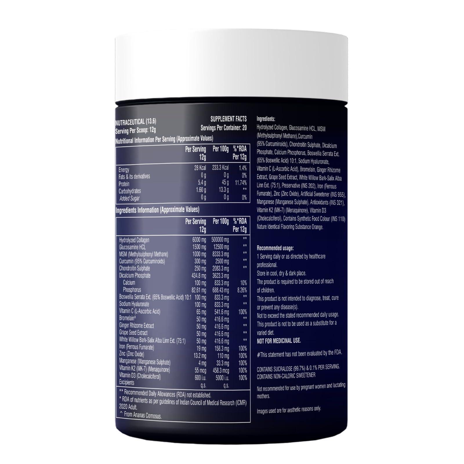 Nutrisage Nutrisage Spine & Disc Health Powder I 20-in-1 powerful ingredients I Back Pain and Neck Pain Support for Disc Bulge, Herniated, Slip Disc and Degenerative Discs,250 gm