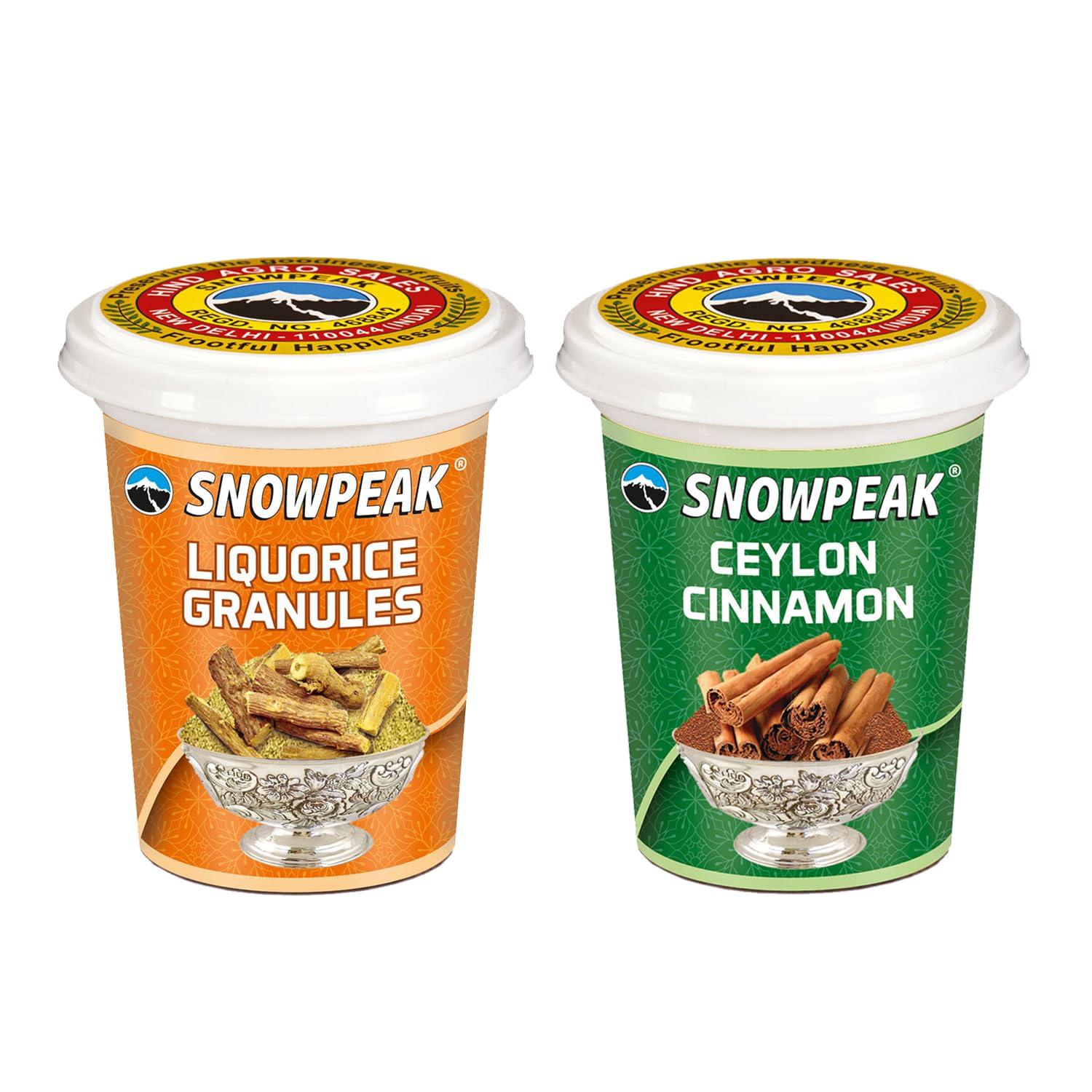 Snowpeak Snowpeak Combo Pack of Liquorice (Mulethi) Granules (50g) and Ceylon Cinnamon (Dalchini - 40g), 100% Naturally Sourced, Boosts Immune System