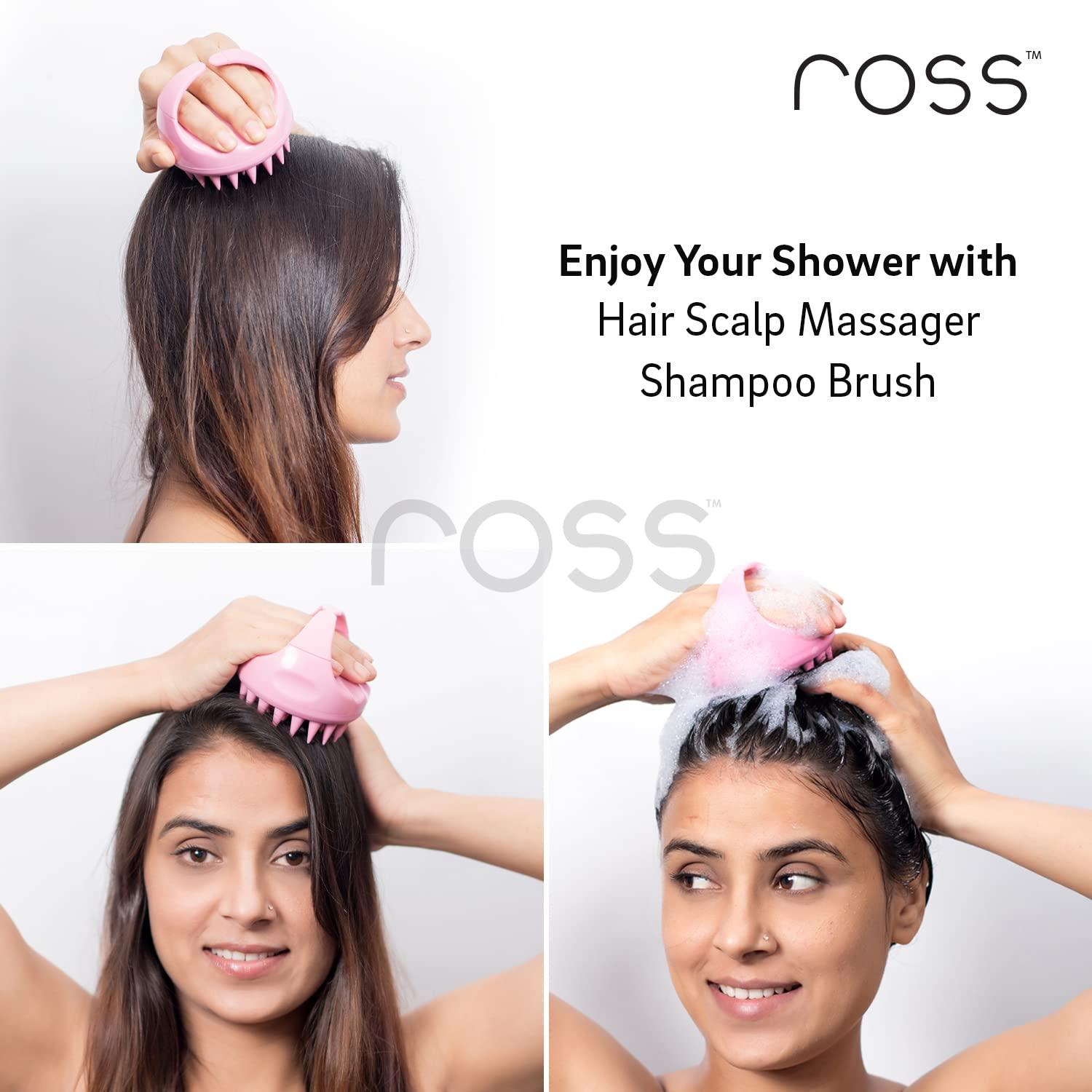 Ross Ross Hair Scalp Manual Massager Shampoo Brush with Soft Silicone Bristles for Anti Dandruff Exfoliaxting Scalp Care Light Pink Hair Scalp Massager Shampoo Hair Brush with Soft Silicone Bristles