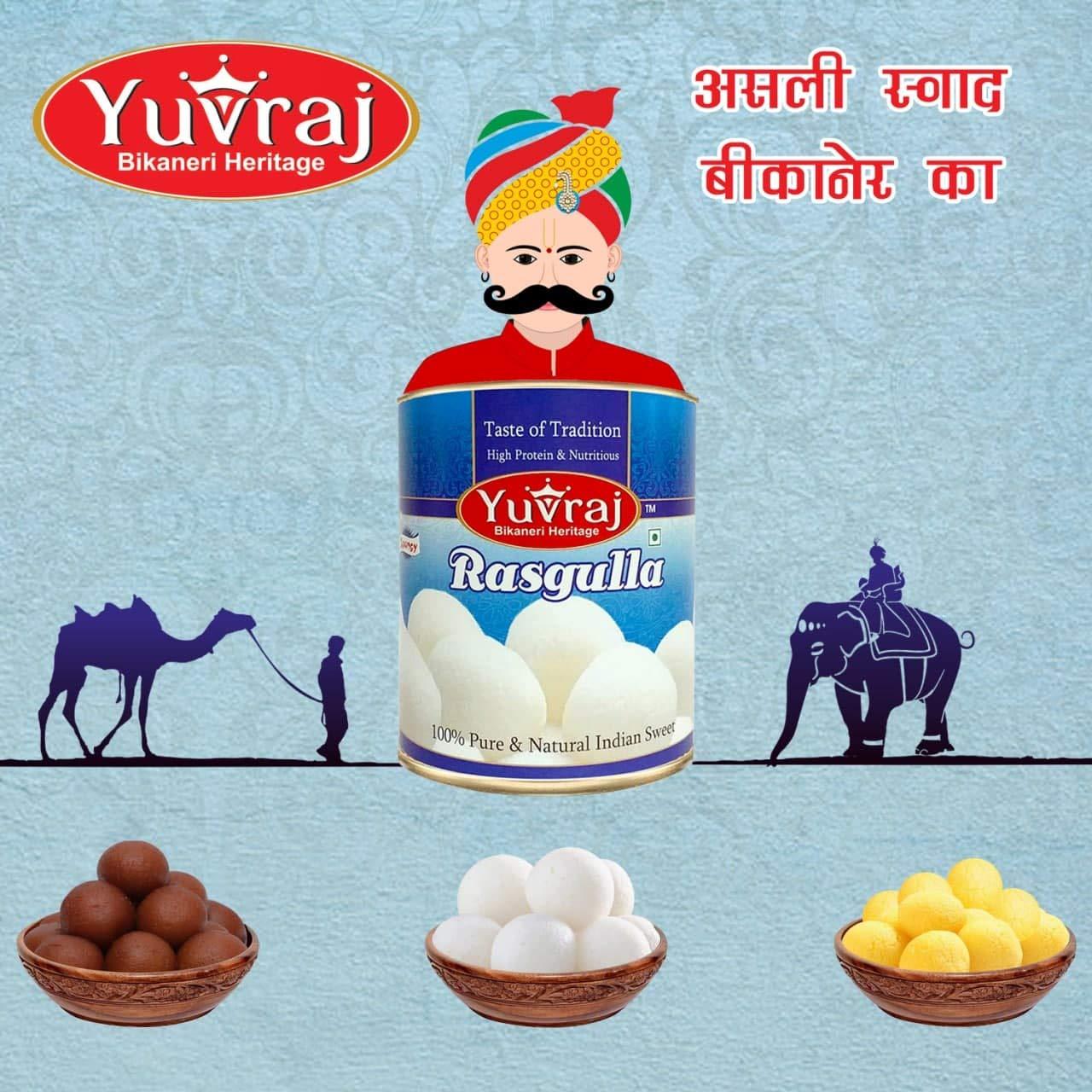 Yuvraj Food Product Yuvraj Food Product Bikaneri Rasgulla & bhujiya All in one mixture Sweet & Namkeen combo (500, 400, 400) Diwali Festival gift pack