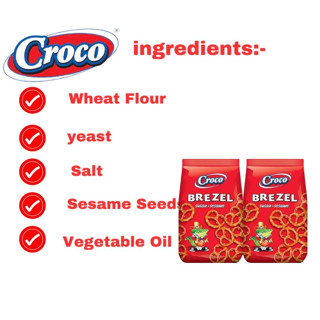 Croco Croco Snacks Brezel with Sesame Seeds, 80 g