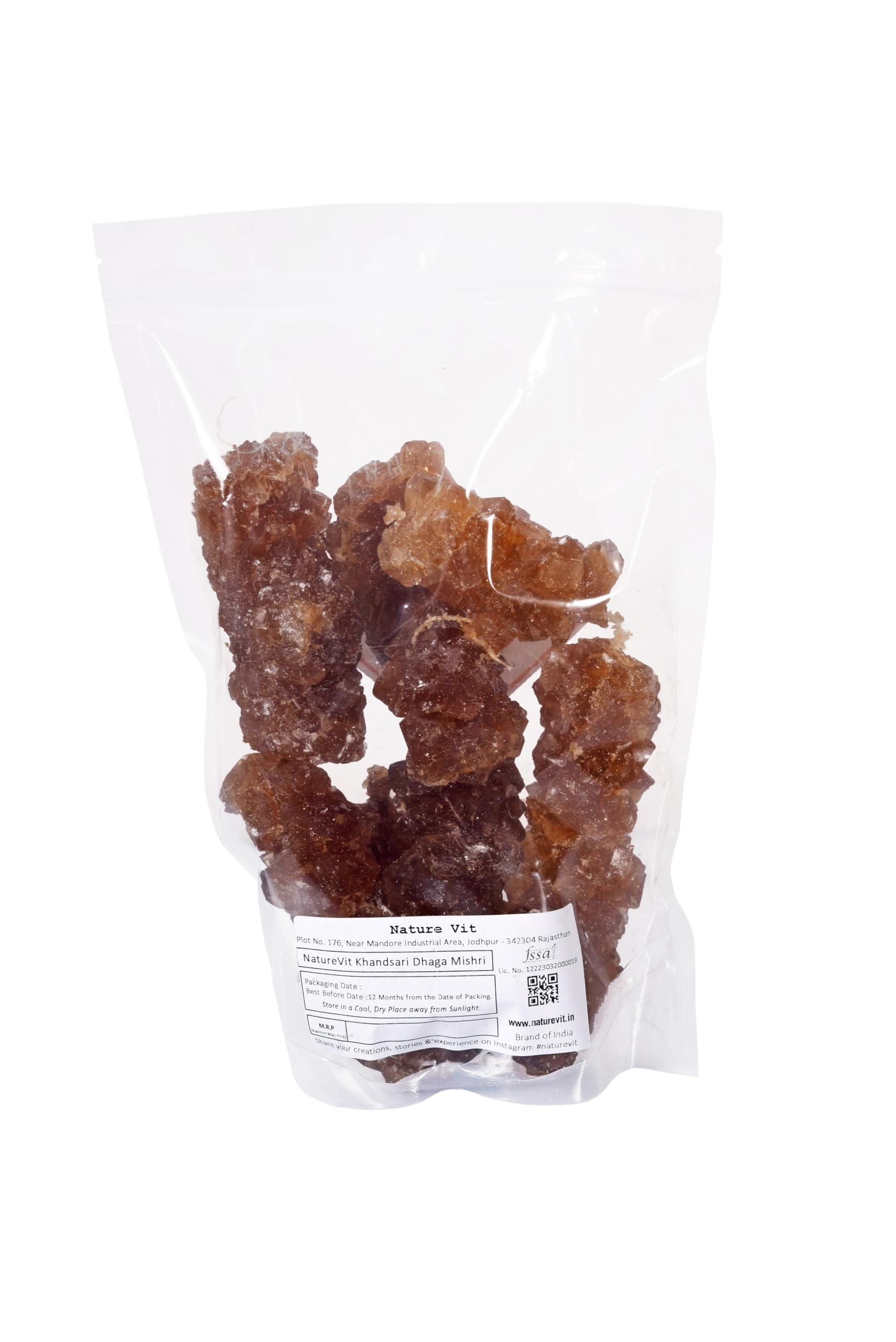 Nature Vit Nature Vit Khandsari Dhaga Mishri(200G)|Thread Mishri|Brown Mishri Dhage Wali|Mishri Crystal|Pure Mishri Sugar Candy|Rock Sugar Crystal|Dhage Wali Mishri|Unrefined Brown Sugar Crystal