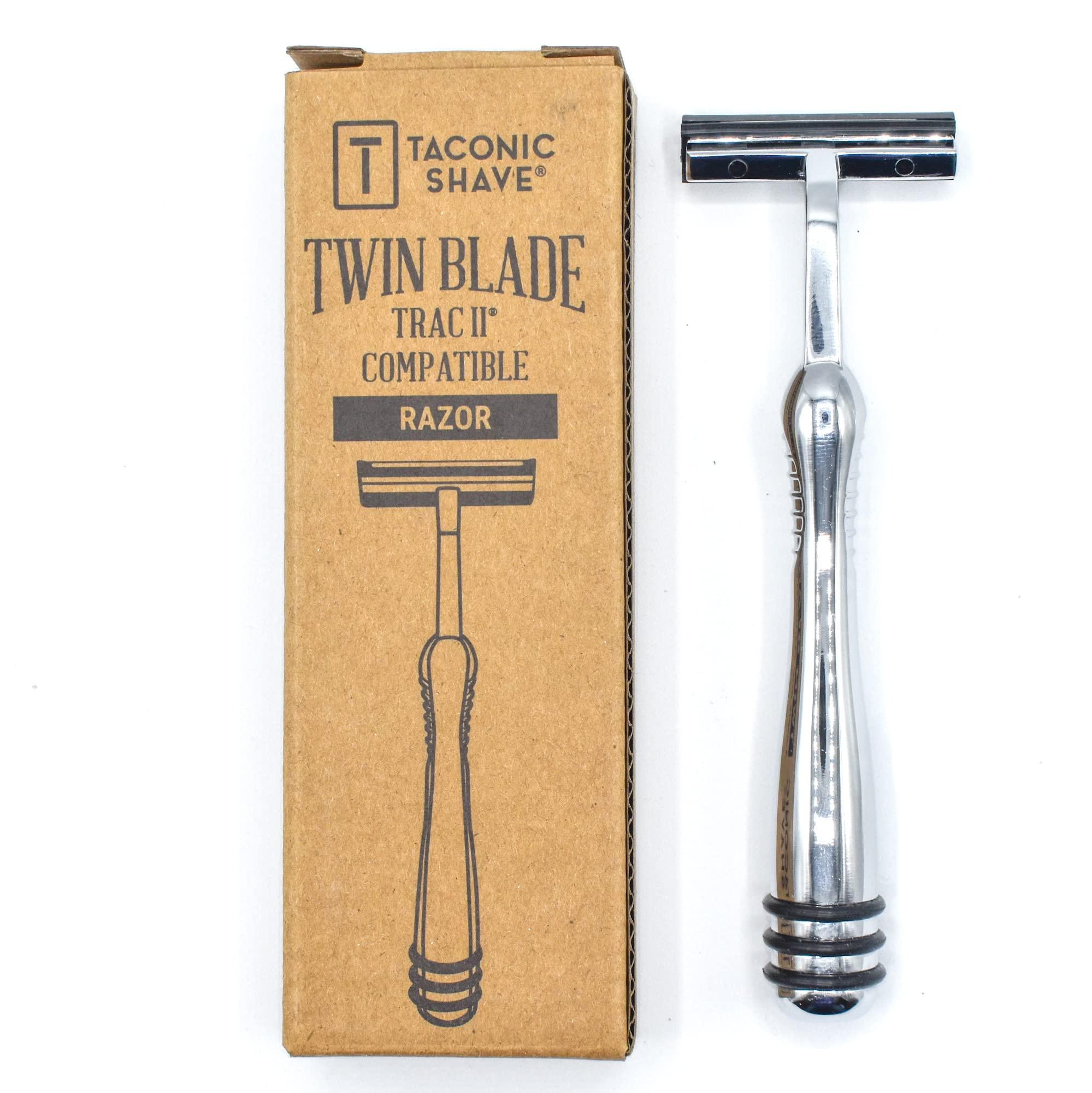 Taconic Shave All Metal Trac 2 (Trac II) Compatible Razor and 10 Personna Twin Blade Cartriges