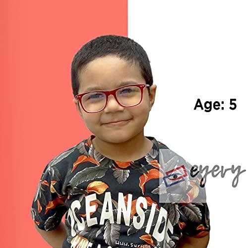 Eyevy Eyevy® BlueX KIDS | Zero Power Blue Light Filter & Anti glare Computer Eyeglasses | UV Protected Spectacles | Transparent Frame Reading Glasses For Age 5 to 10 | Red
