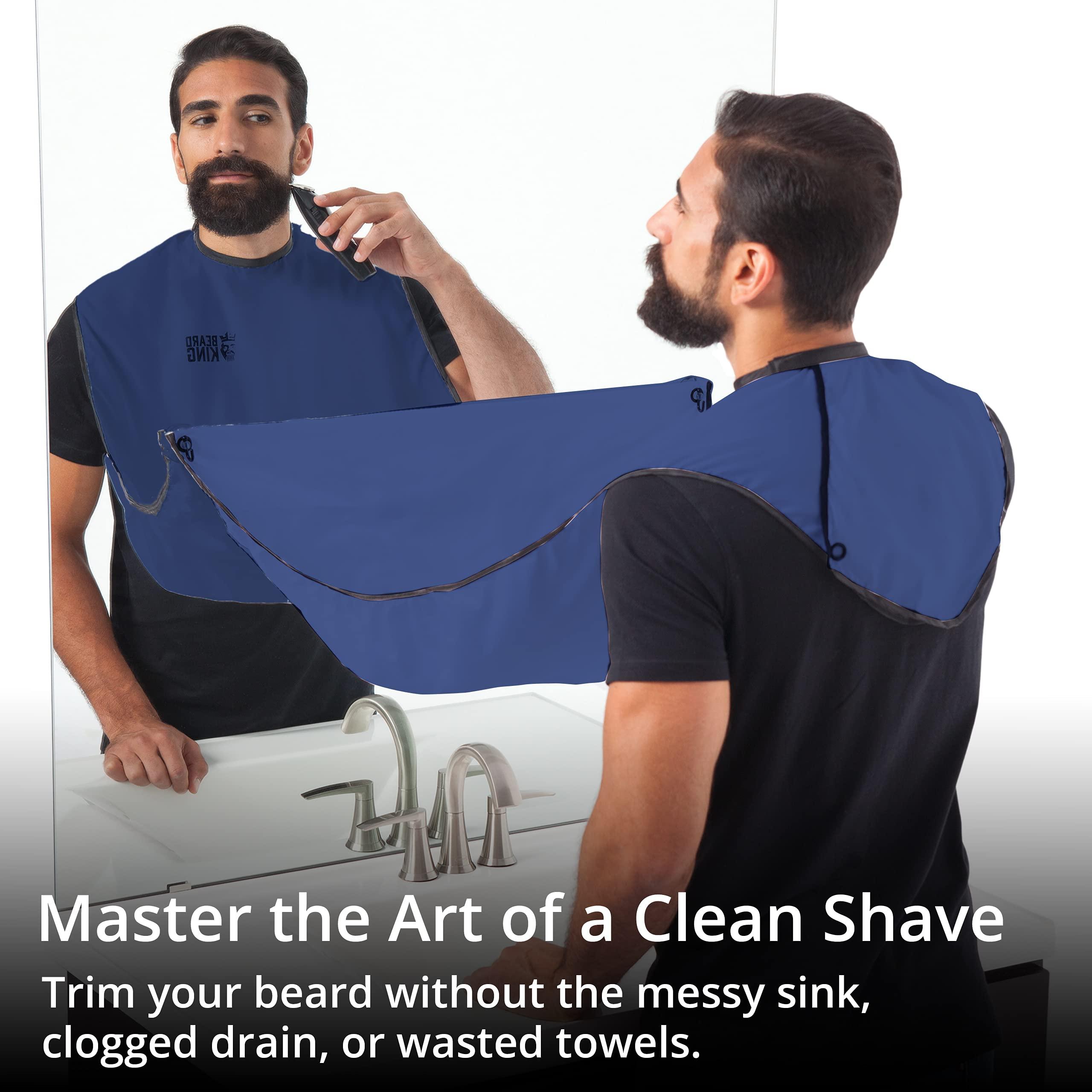 BEARD KING Beard King Beard Bib Apron Men Hair Catcher for Shaving, Trimming Grooming Accessories 1 Size Fits All, Blue