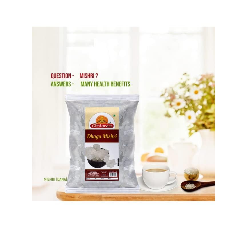 GHOTARAM Ghotaram Sugar Diamond Fresh (Mishri Dana) Sugar Crystals Small | MISHRI Cutting | Misri Dana Parsad | Diamond Rock Sugar Candy | Organic Pure Natural Rich in Nutrients-5880g(pac 6x 980g)