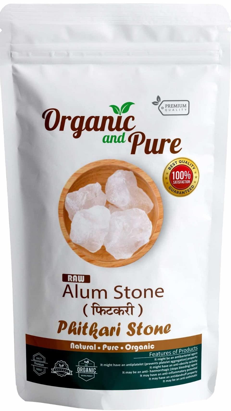 Organic and Pure Organic and Pure Alum Stone Powder | Phitkari Powder | Fitkari Powder for Skin Vastu Face Skin Hair Water Underarms Shave Teeth | Potassium Alum 900g