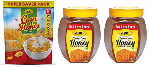 Apis Apis Himalaya Honey, 1kg (Buy 1 Get 1 Free) , Apis Cornflakes 1kg Zip Pouch