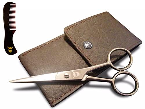 Striking Viking Beard & Mustache Scissors from Striking Viking - Steel Scissors for Beards and Mustaches. Includes Synthetic Leather Case for Travel and Storage