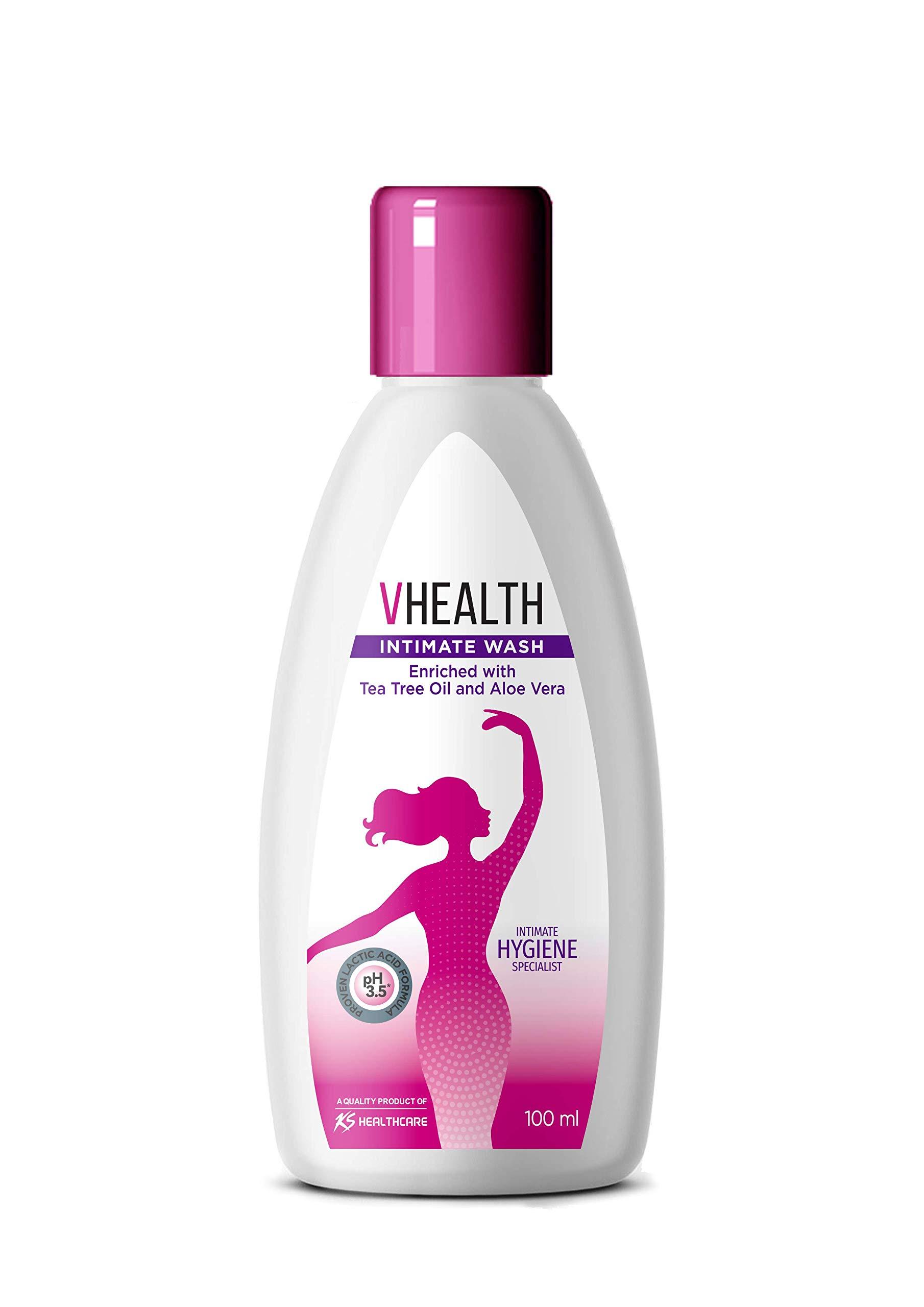 VHealth VHealth Intimate Hygiene Liquid Wash with Tea Tree Oil & Aloe Vera, Prevents Dryness, Itchiness & Irritation, Bad Odour, Balances PH, Paraben/Sulfate Free, Clear, 100 ml