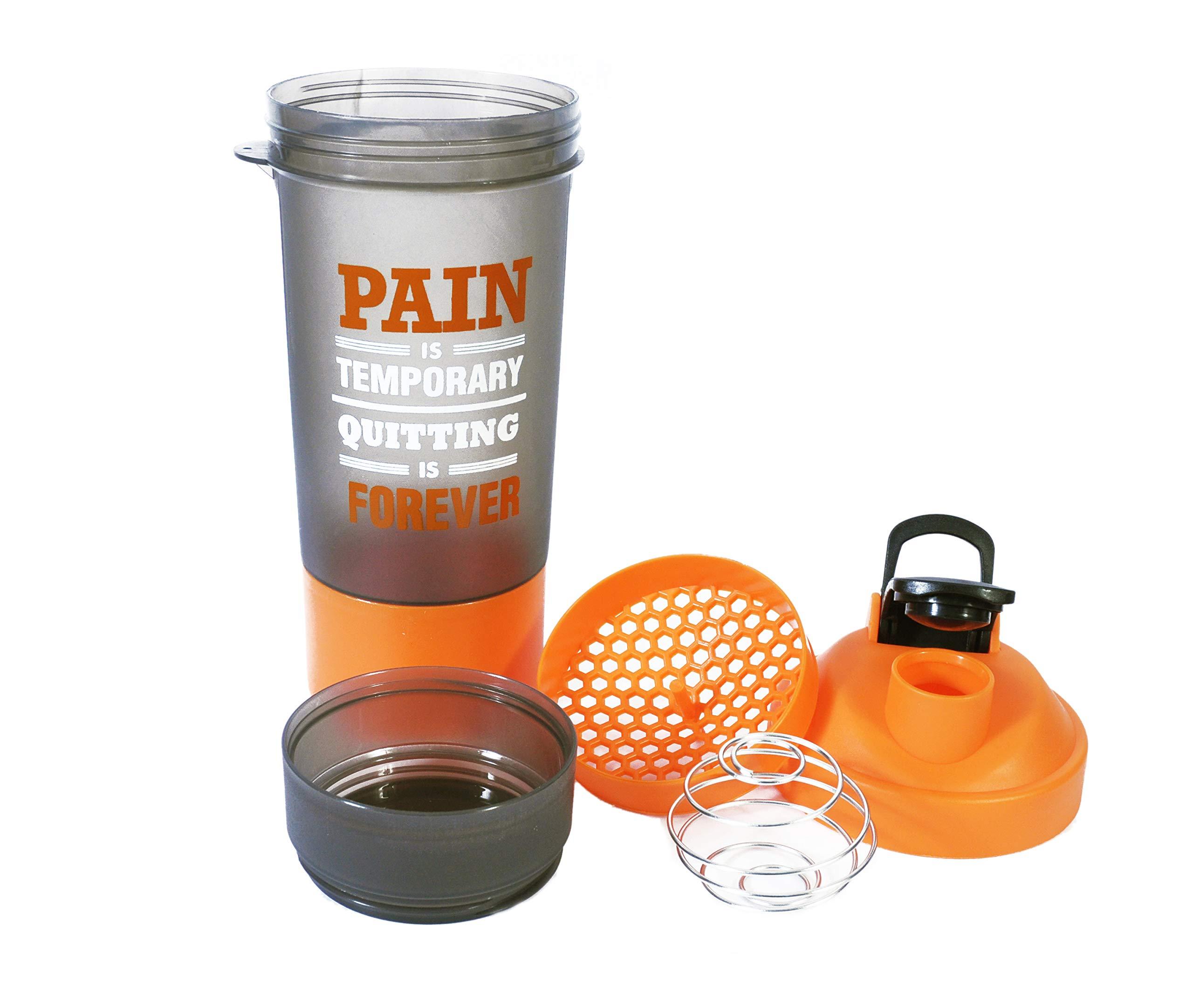 KAANTA CHAMUCH Protein Shaker Blender Bottle for Whey Protein Mix, Gym Water Bottle with Stainless Steel Blender Ball,with Extra Compartment, 100% Leakproof Guarantee, BPA Free Material 750 ML Multicolor