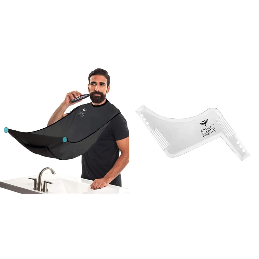 Bombay Shaving Company Bombay Shaving Company Beard Bib | Beard Trimmings Catcher and Grooming Apron | Black & Beard Shaper Tool With Comb For Men, Home And Salon Use, Men Beard Accessories (Transparent)