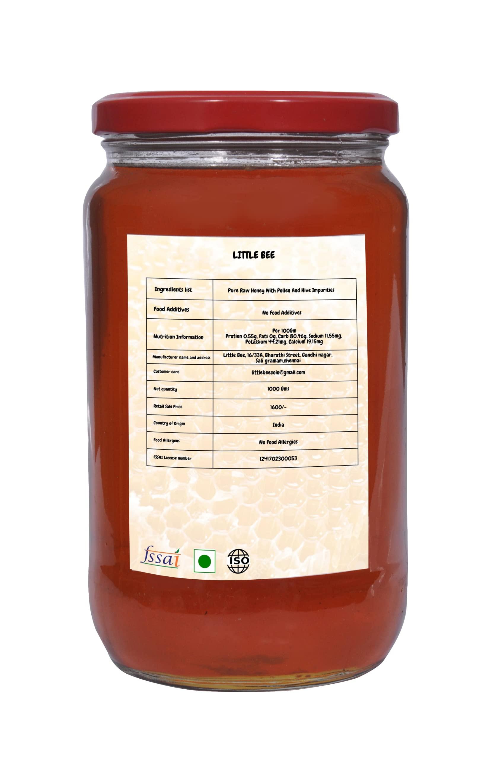 Little Bee Little Bee Pure Raw Honey With Pollen And Hive Impurities (Organic)Never Heated Nor Processed,Sathiamangalam Forests Origin ,1 Kg