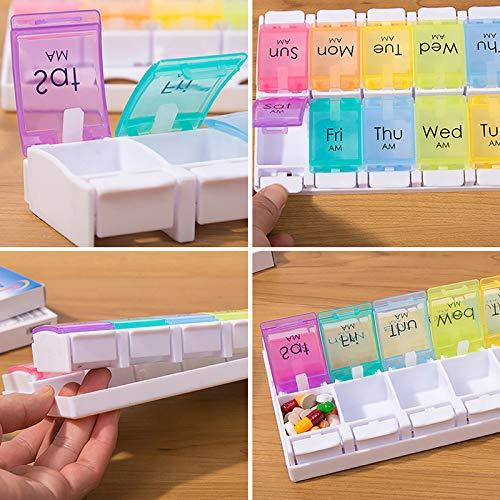 Anjetan Anjetan Double Weekly Pill Organizer Detachable Week Pill Box Vitamin Container for Pill Vitamin Container 7 Day Pill Containers