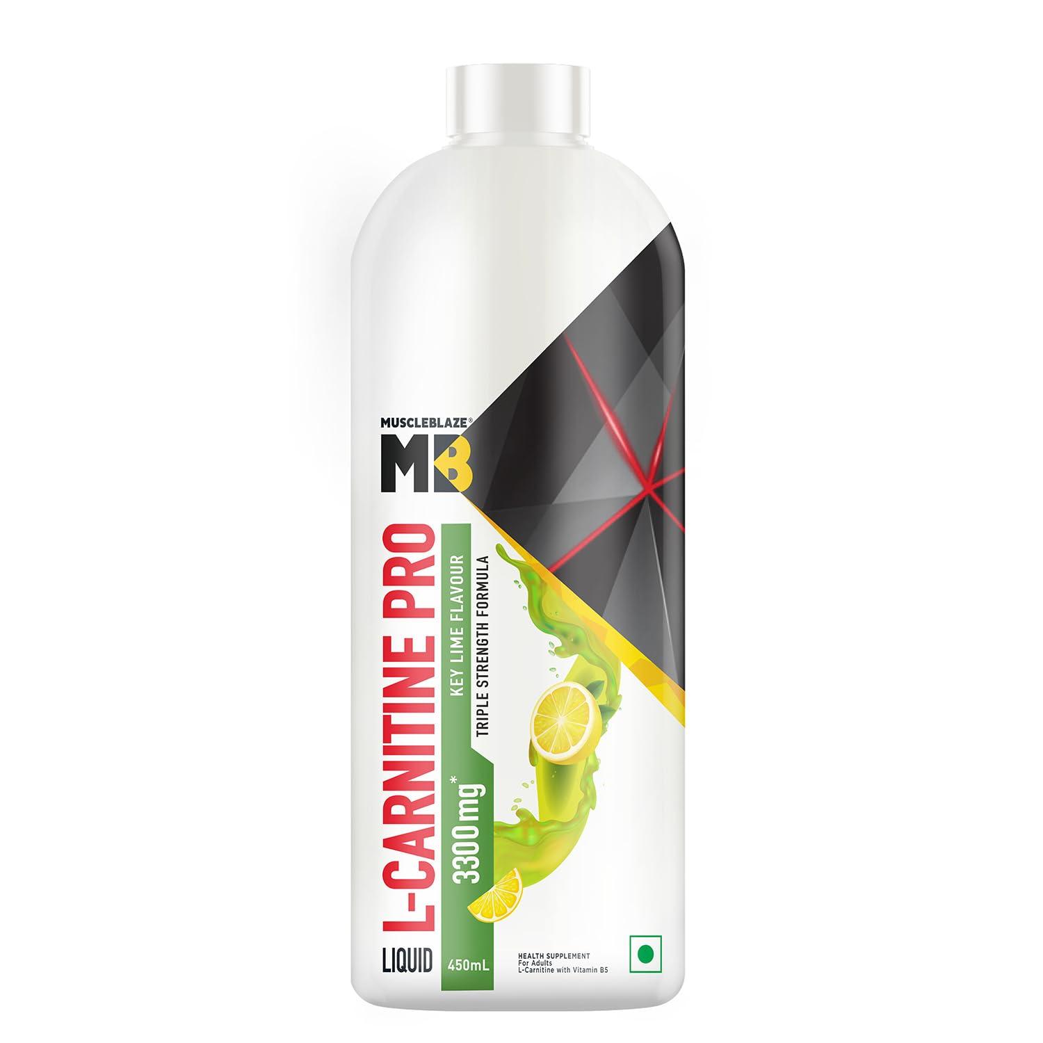 MuscleBlaze MuscleBlaze Liquid L-Carnitine PRO (Key Lime, 450ml) | Triple Strength Formula | 3300mg L- Carnitine