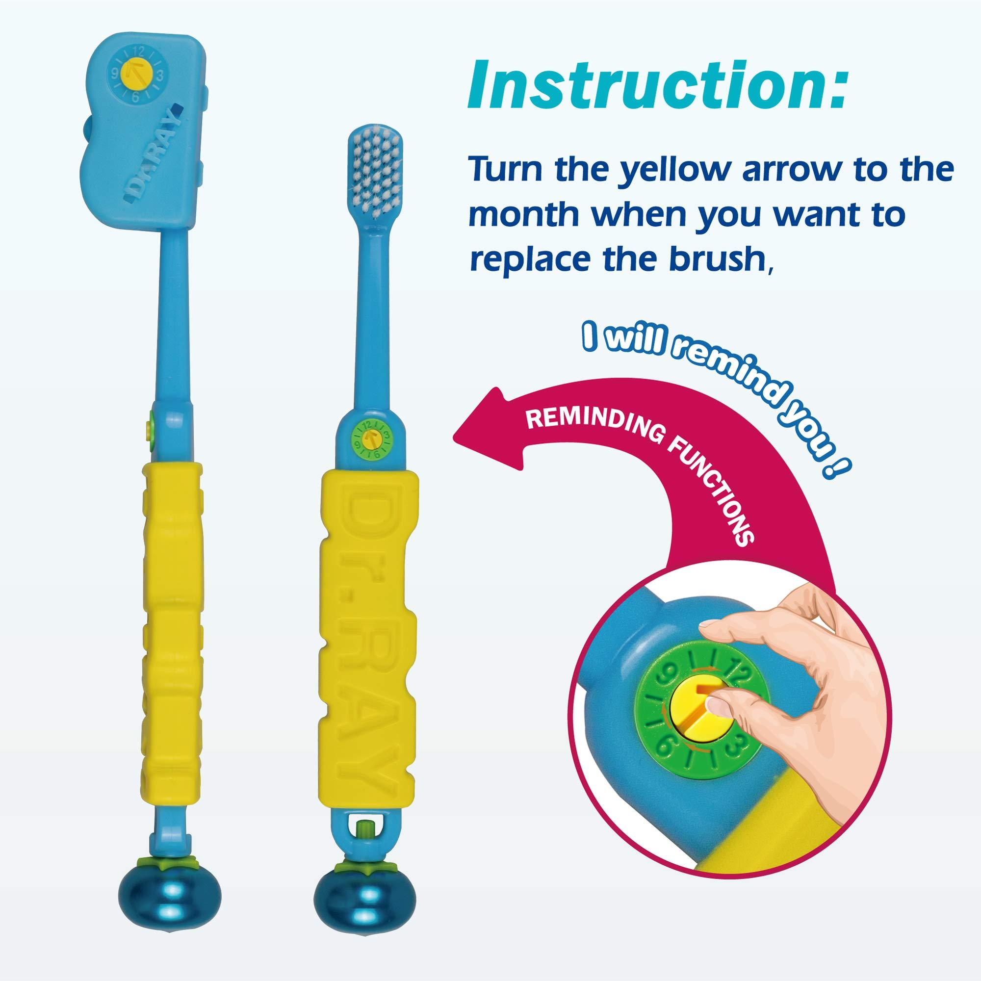 Dr.RAY Dr.RAY Magical Gyro Kids Toothbrush with Toothbrush Covers, Ages 3-7, Extra Soft (Pack of 1, Yellow)