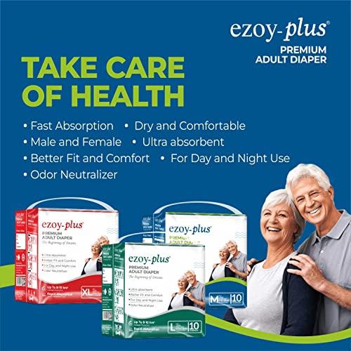 Ezoy-plus Ezoyplus Adult Diaper Large, Waist Size (44\"- 61\")- Pack of 3, 30pcs Pack Adult Diapers - L (30 Pieces)