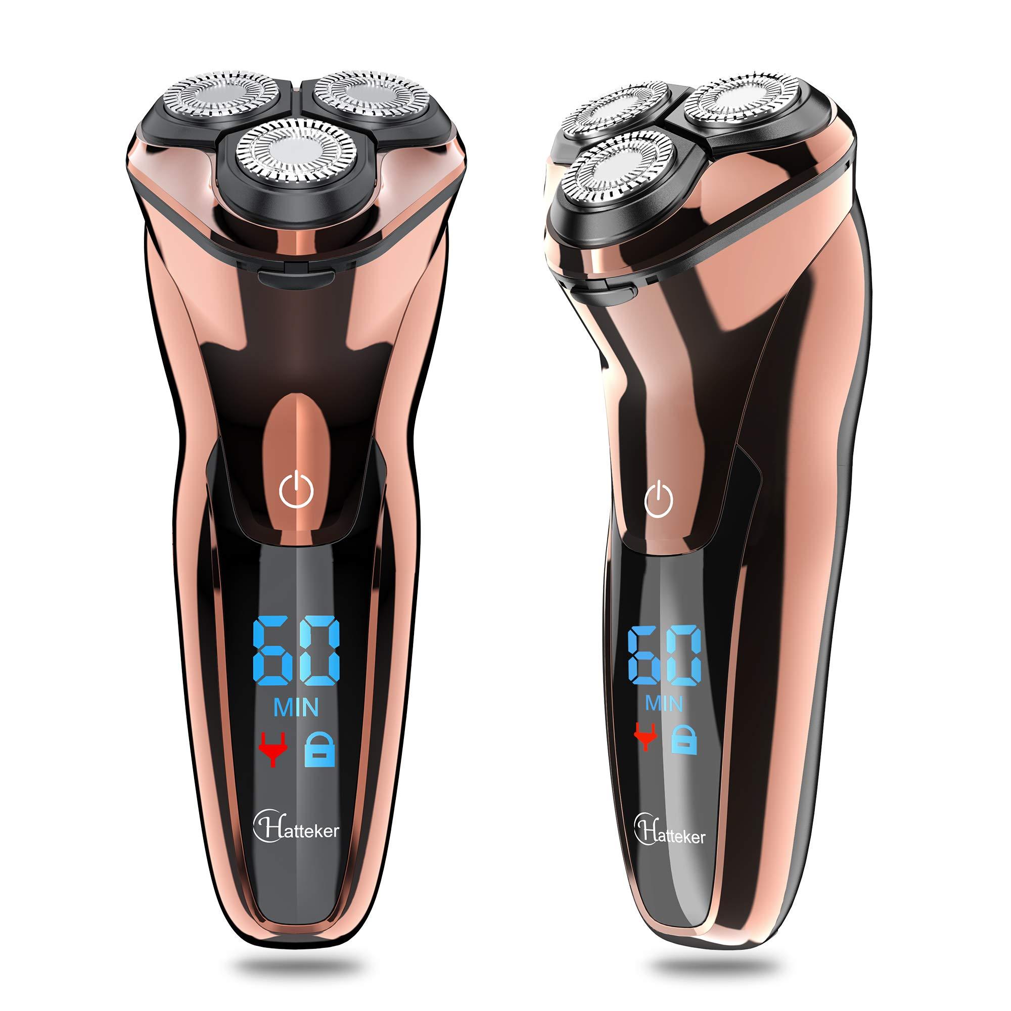 Hatteker Hatteker Electric Shaver Men Razor Rotary Shavers with Pop-up Sideburn Trimmer Waterproof Wet Dry Cordless Rechargeable