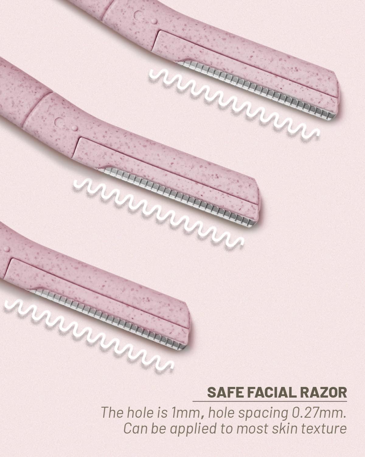 MoHern Dermaplane Razor for Women Face, 15 Pcs Microblade Eyebrow Razors, Multipurpose Dermaplaning Tool for Face, Peach Fuzz Removal, Face shavers for Women and Men (Pink)