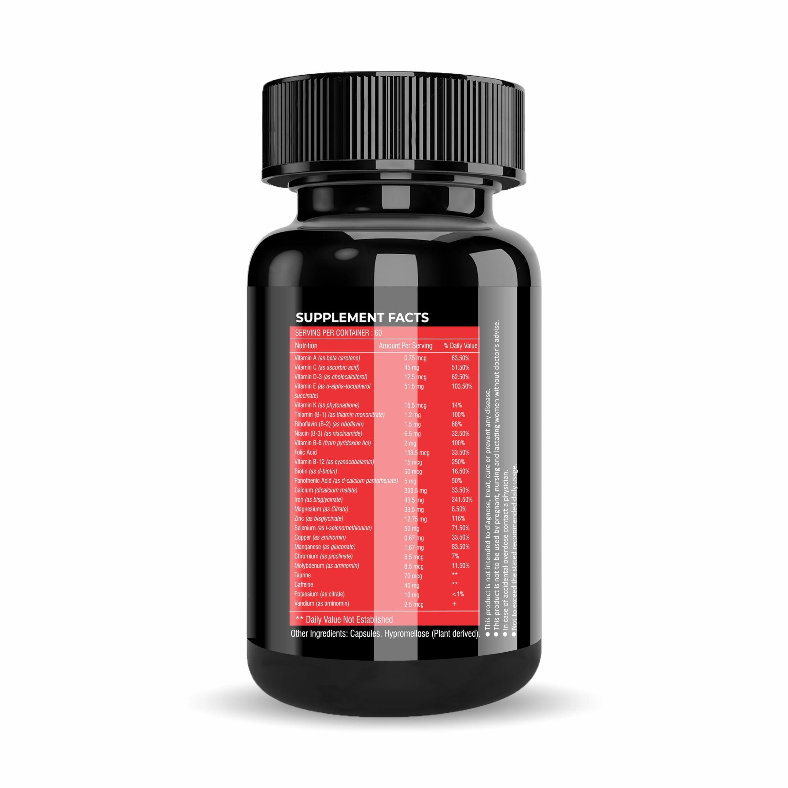 PRIMAL NUTRITION Primal Nutrition Vitapeak Multivitamin for Men & Women 10 Vitamin, Biotin & Caffeine | Enhances Energy 60 Tablets (Pack Of 3)