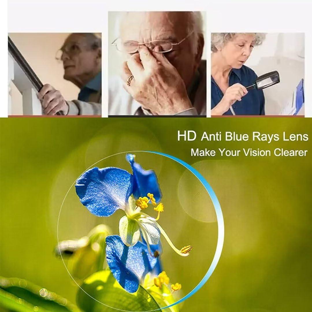 Oplviude 2pcs Color Glint Readers - Color Glint Sapphire High Hardness Anti-blue Progressive Far and Near Dual-use Presbyopic Reading Glasses (+3.50/ (65-70))