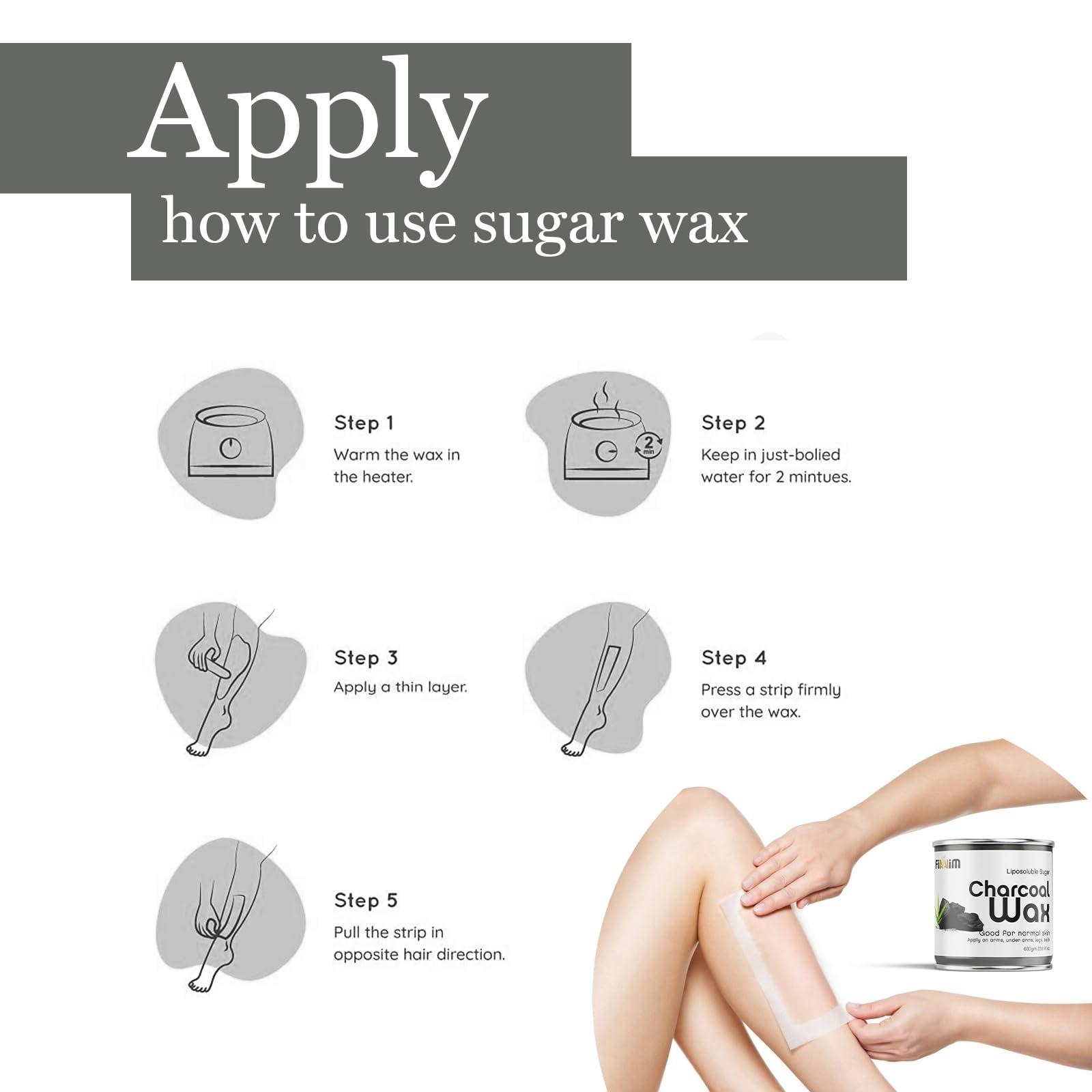 Finnim Finnim Pure Charcoal Wax | For Arms, Under arms, Legs, Back, Thigh, Stomach | At Home Quick And Easy Hair Removal | 600 Gm